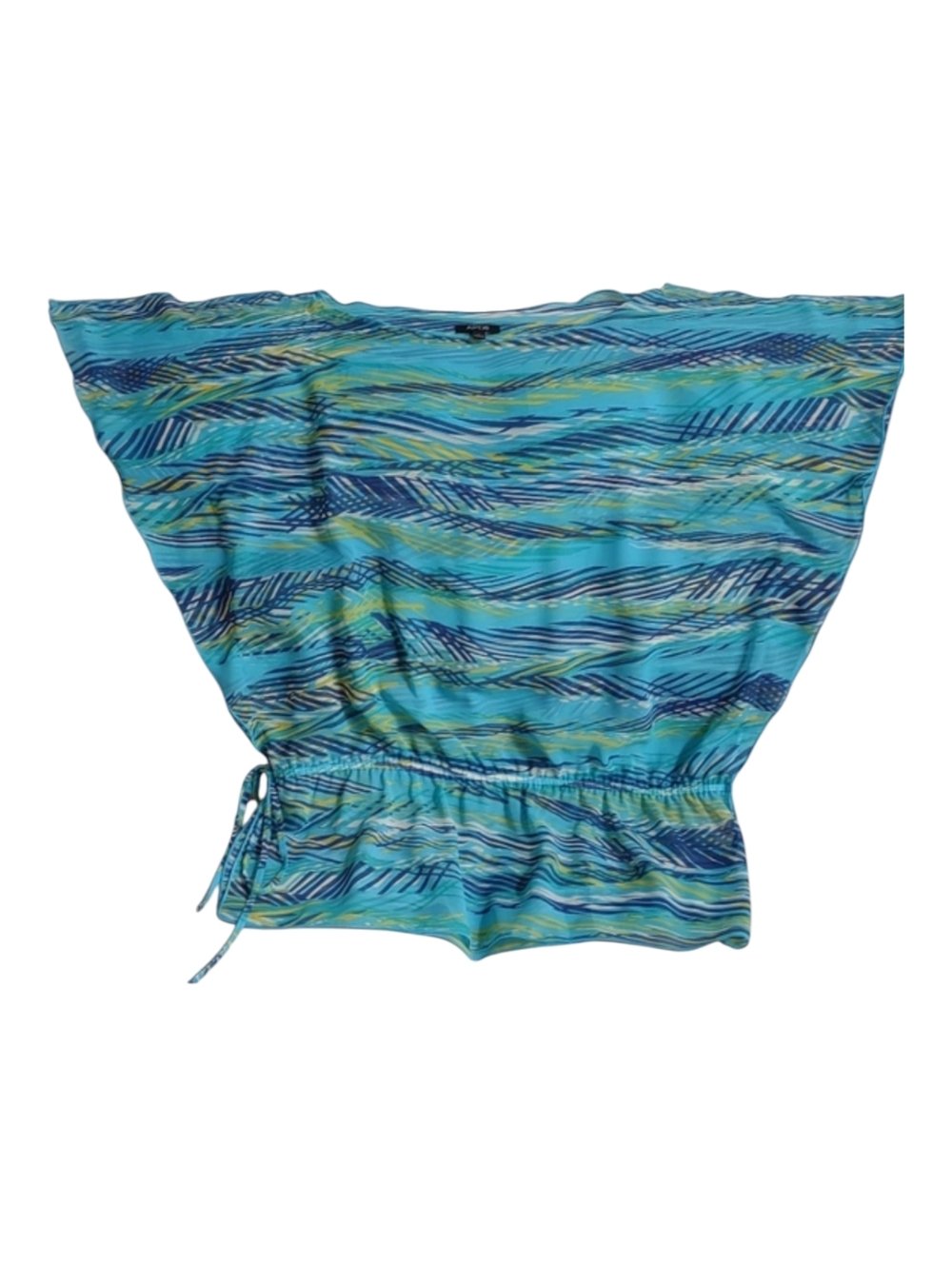 Apt 9 Blouse Large Blue Green Kaftan Style Batwing Or Dolman Sleeve